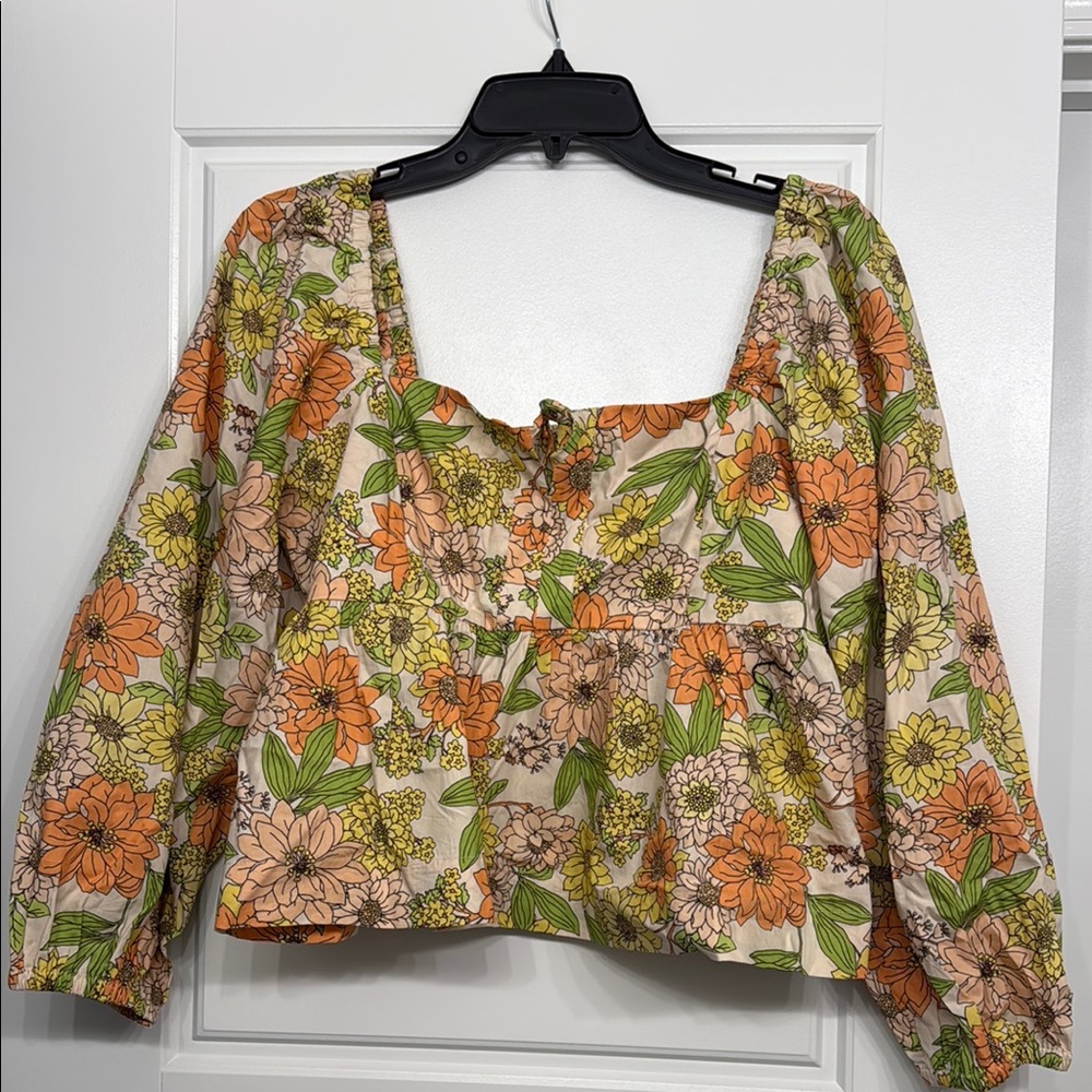 J. Crew zinnia square neck peplum top